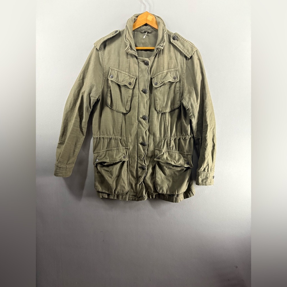 Free People Olive Green Military Utility Jacket